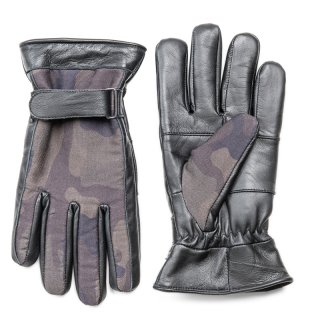 GM73- MENS CAMO FABRIC/ SOFT LEATHER GLOVES