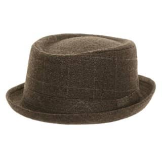 H100-Adults unisex grey check porkpie Wholesale adults grey check porkpie hat in unisex sizes