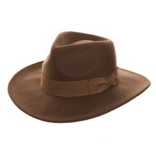 H111-Brown felt cowboy style hat with ribbon band Wholesale brown wool felt cowboy style hat with ribbon band