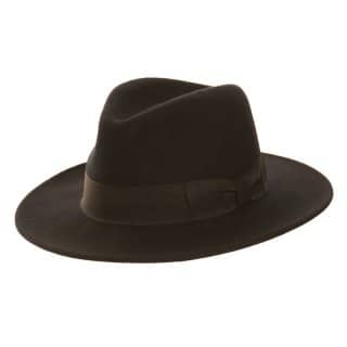 H118-Adults unisex black felt fedora with ribbon band Wholesale adults unisex black felt fedora with ribbon band