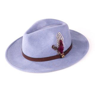 Wholesale ladies purple wool felt fedora with feather trim