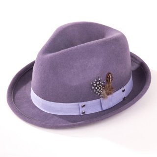 H126-Ladies wool felt trilby with feather trim