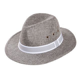 H148-Mens fedora hat with detail band Wholesale mens fedora hat with detailed band in grey developed from polyester