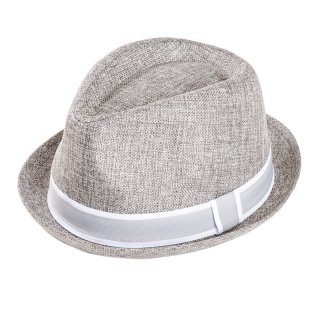 Wholesale grey mens trilby hat with detail band developed from polyester