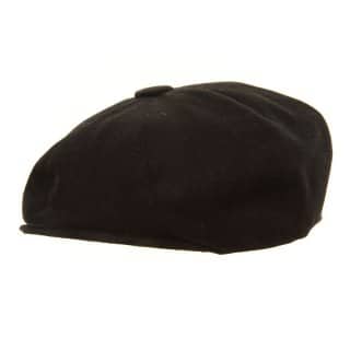 H55 - BLACK WOOL MIX 8-PANEL FLAT CAP