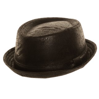 Wholesale black worn look porkpie in unisex size