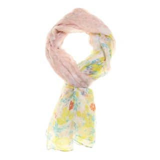 Wholesale pink multi flower print lightweight scarf