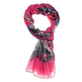 LS149-Azalea watercolour print scarf Wholesale pink watercolour print lightweight scarf
