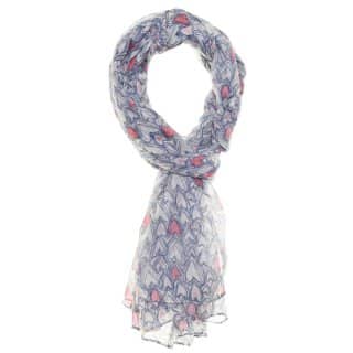 LS150-Amelia heart print scarf Wholesale lightweight scarf with blue heart design