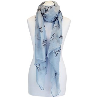 LS158 -PK12 LADIES BLUE/PINK HORSE PRINT SCARF