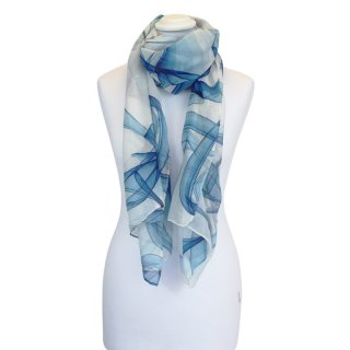 LS171 - PK12 LADIES BLUE/PEACH WAVE SCARF