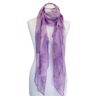 LS172 -PK12 LADIES PINK/LILAC LEAF PRINT SCARF