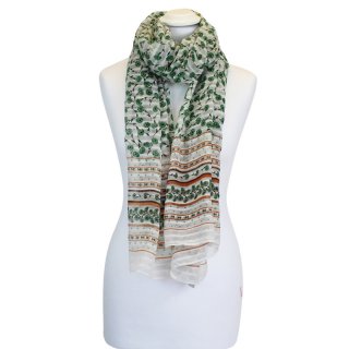 LS173 -PK12 LADIES GREEN FLOWER PRINTS SCARF