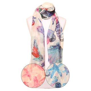 LS180 -PK12 LADIES LIGHT WEIGHT SHELL PRINT SCARF