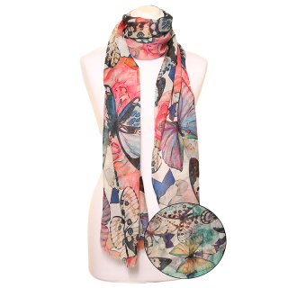 LS183 -PK12 LADIES LIGHT WEIGHT BUTTERFLY PRINT SCARF