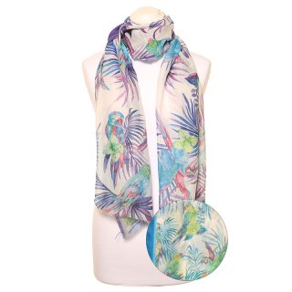 LS185 -PK12 LADIES LIGHT WEIGHT PARROT PRINT SCARF
