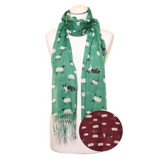 LS191 -PK12 LADIES LIGHT WEIGHT SHEEP PRINT SCARF