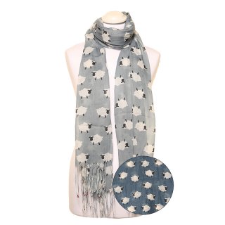 LS192 -PK12 LADIES LIGHT WEIGHT SHEEP PRINT SCARF LS192 -PK12 LADIES LIGHT WEIGHT SHEEP PRINT SCARF