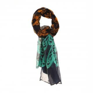 Wholesale lightweight gemma heart print lightweight scarf in navy