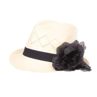 S114 - WOMEN'S PLAIN STRAW WITH BLACK CORSAGE
