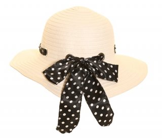 S12 - WOMEN'S WIDE BRIM STRAW WITH SCARF