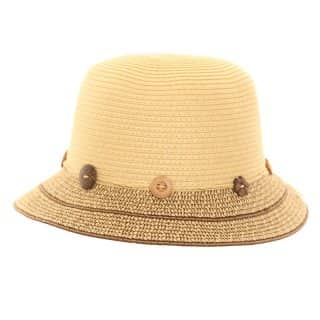 S205 - LADIES STRAW BUSH HAT WITH BUTTON BAND