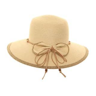 S206 - LADIES CRUSHABLE STRAW HAT /FAUX LEATHER BAND & BOW