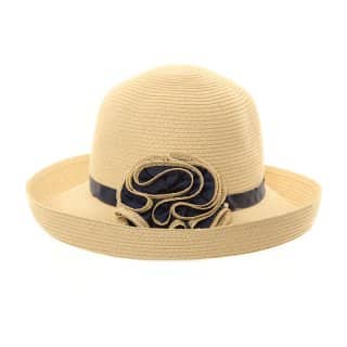 S207 - LADIES UP BRIM STRAW HAT WITH RUFFLE DETAIL