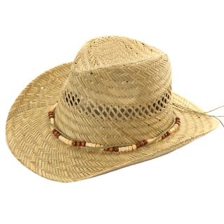 Wholesale unisex straw cowboy hat with bead band