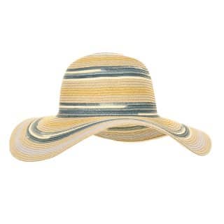S245-Womens multi stripe straw wide brim hat