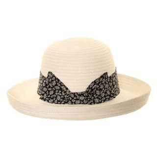 S250-Womens straw short brim hat with a bow band Wholesale womens straw short brim hat with a bow band in white