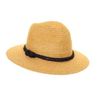 S255-Womens straw fedora with a cord band Wholesale womens straw fedora with a black cord band