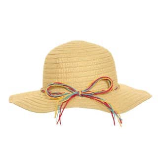 S256-Womens straw short brim hat with straw bands Wholesale womens straw short brim hat with multicoloured straw bands