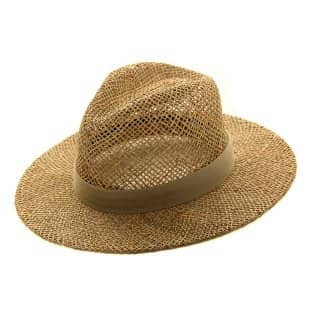 S262-Mens straw fedora with plain cotton band