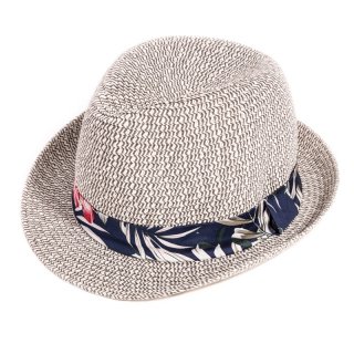S269-Adults unisex straw trilby with hawaiian print band