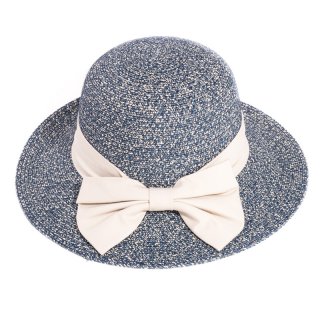 S279-Ladies straw hat with feather print band Wholesale blue ladies straw hat with feather print band