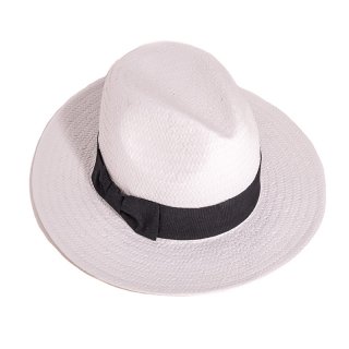 S287-Adults unisex white straw fedora with black band Wholesale adults unisex white straw fedora with black band