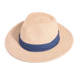 S289-Mens straw fedora hat with pattern band