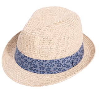S301-Adults unisex straw trilby hat with patterned band