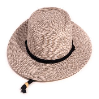S316-Ladies straw wide brim hat with band and chin strap