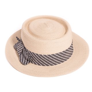 S329-Ladies short brim hat with stripe band
