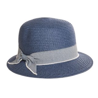 S337-Ladies short brim straw hat with detail band