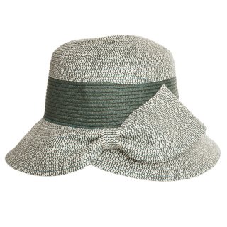 S343-Ladies straw hat with bow detail Wholesale ladies straw hat with bow detail in green