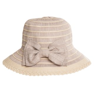 S344-Ladies mixed straw hat with large bow Ladies mixed straw hat with large bow in beige available for wholesale purchase