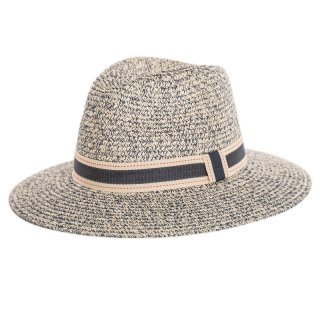 S348-Ladies straw fedora hat with ribbon band Bulk grey straw fedora hat with ribbon band