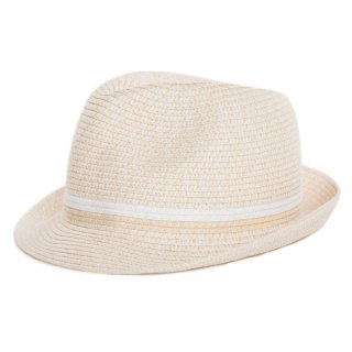 S350-Mens straw trilby with detail band Bulk beige straw trilby for men with detailed band