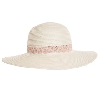 S371-Ladies wide brim straw hat with detail band Ladies wide brim straw hat with detailed pink band available for wholesale purchase from hat supplier SSP Hats