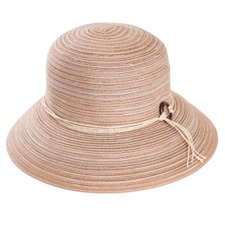 S378-Ladies short brim crushable straw hat with detailed band Wholesale ladies natural crushable straw hat with detailed band