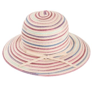 S382-Ladies short brim straw hat Wholesale ladies short brim straw hat with red mix colours