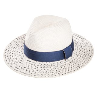 S390-Ladies straw fedora hat with detailed brim Wholesale white ladies straw fedora hat with detailed brim